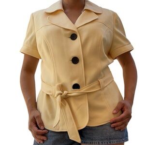 Studio I Yellow Blazer with Peplum and Tie Belt